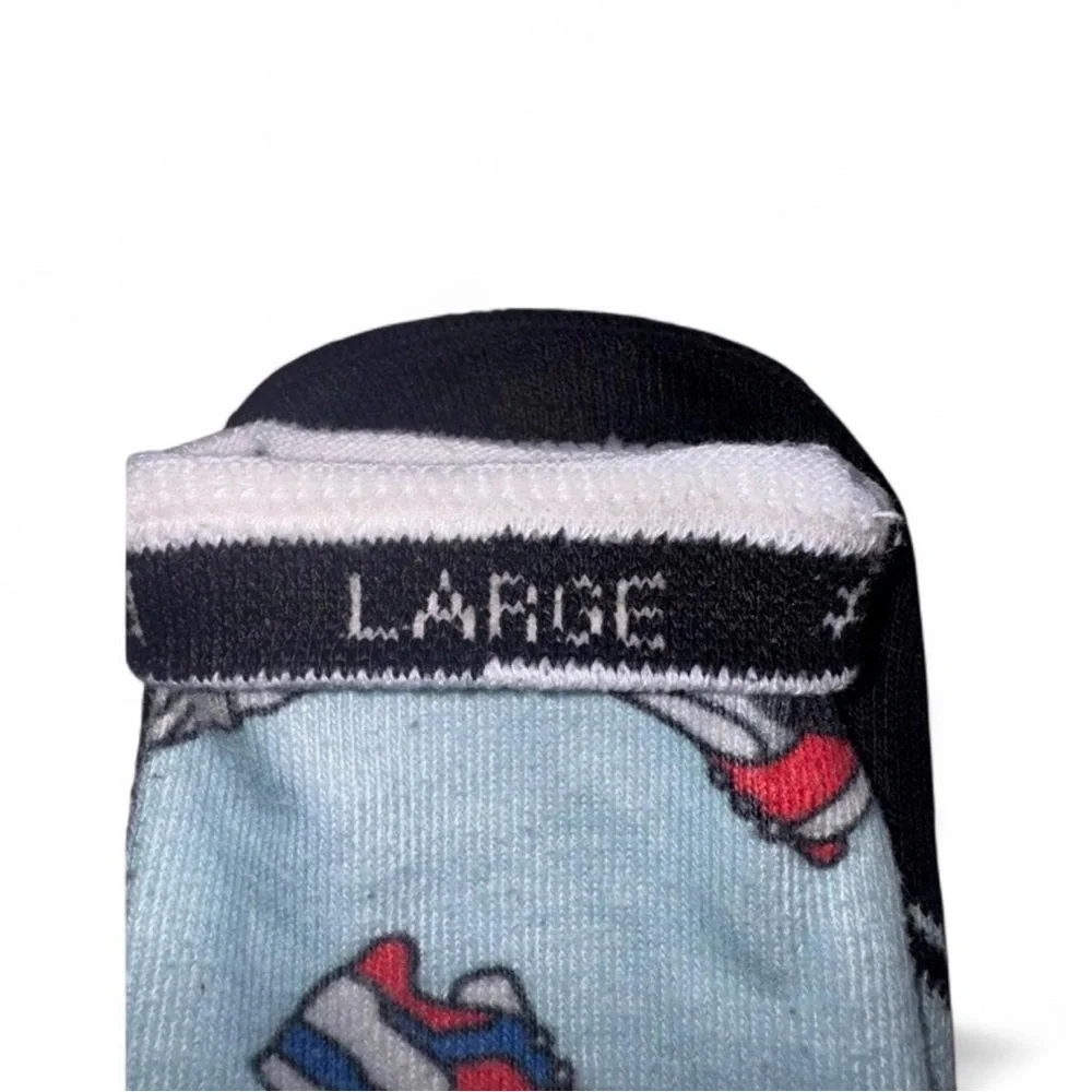 FEAT Blanket Blend Crew Socks - Light Blue Sneaker Print - Size Large